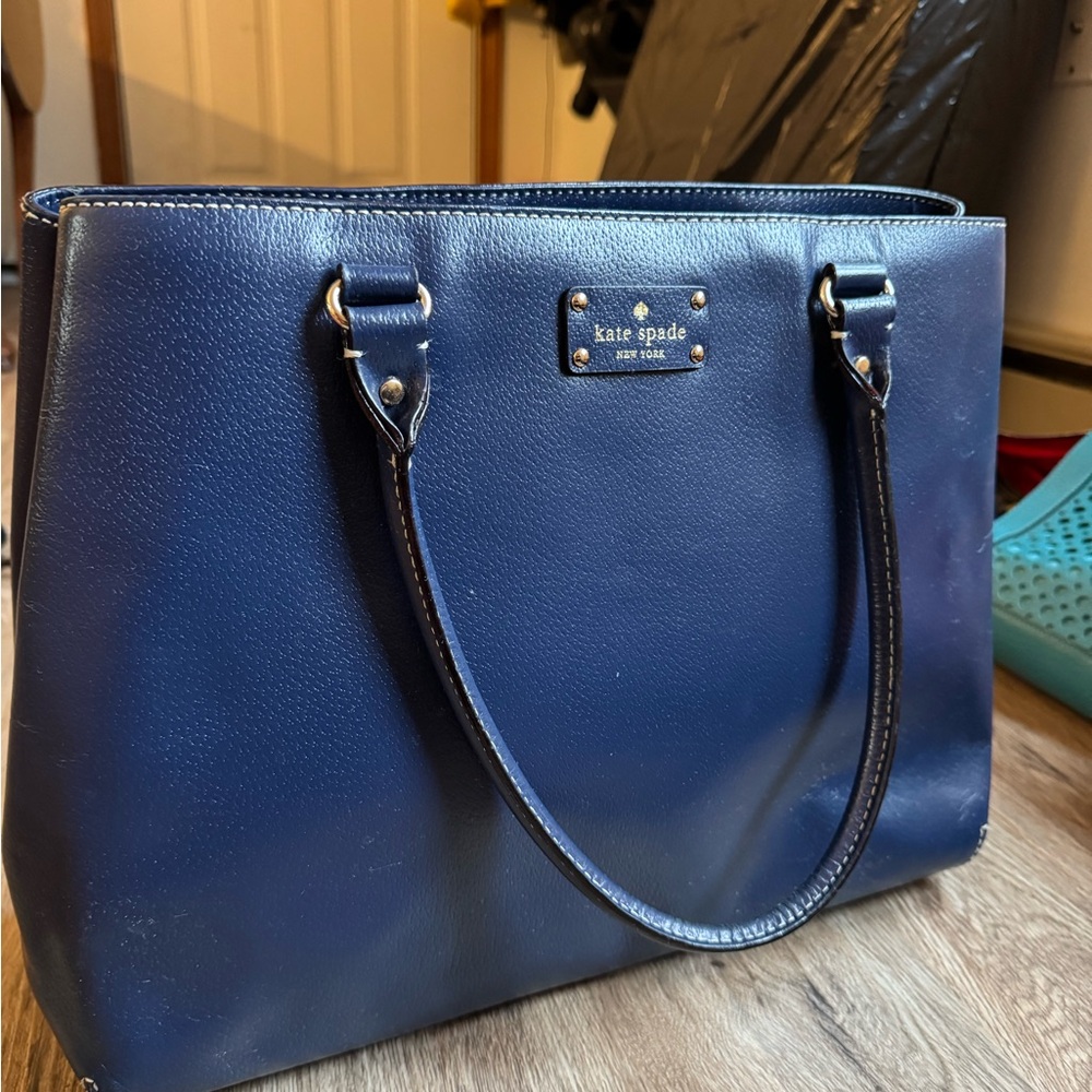 Kate Spade Blue Leather Tote Bag